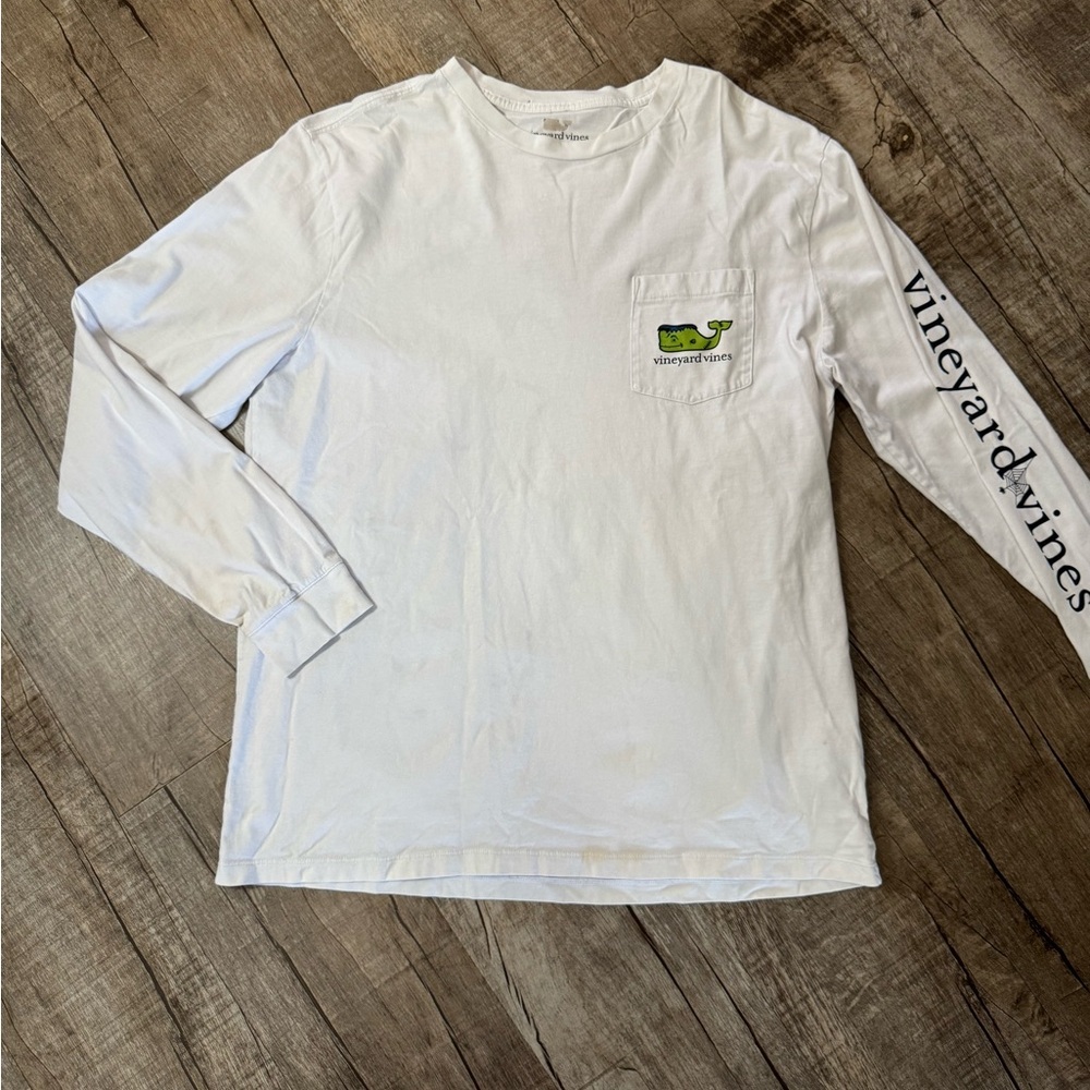 Vineyard Vines‎ White Franken-Whale Halloween Long-Sleeve Pocket Tee Medium